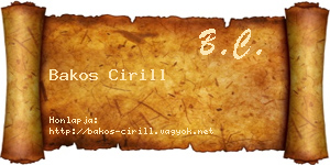 Bakos Cirill névjegykártya